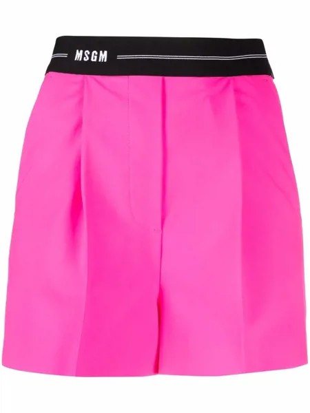 MSGM logo-waistband tailored shorts