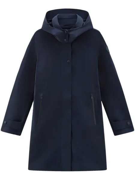 Woolrich однобортное пальто с капюшоном, синий