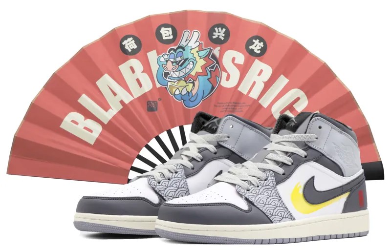 Кроссовки Air Jordan 1 Vintage Basketball Shoes Men High-top Grey/white, серый