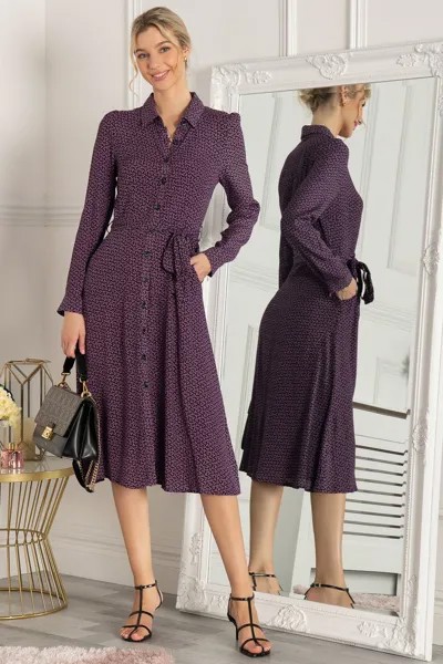 Платье-рубашка миди из вискозы ши Jolie Moi, фиолетовый