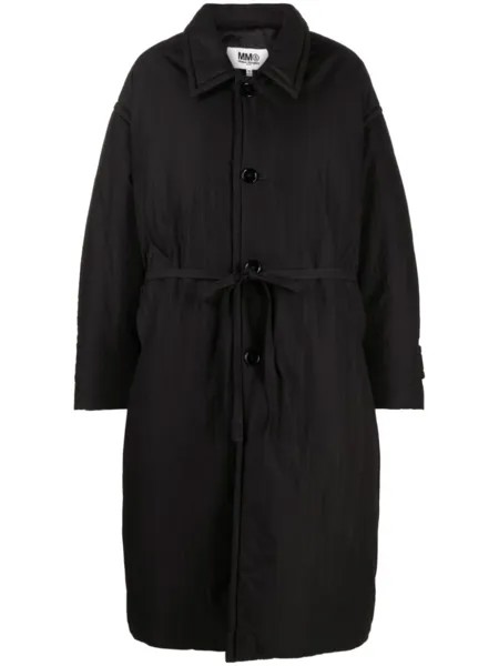 MM6 Maison Margiela пуховик с поясом, черный