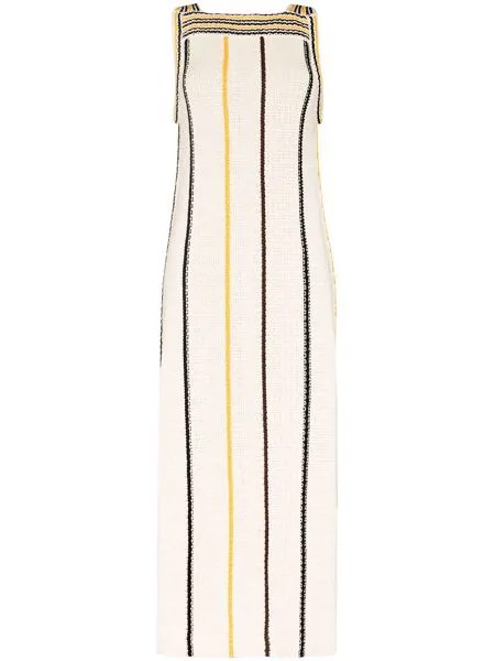 Jil Sander трикотажное платье миди в полоску