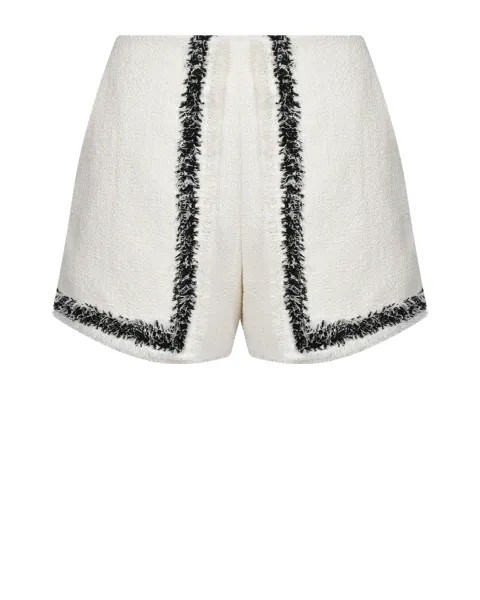 Белые твидовые шорты с черным кантом MSGM