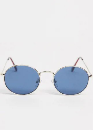 Круглые солнцезащитные очки с голубыми линзами Liars & Lovers-Золотистый