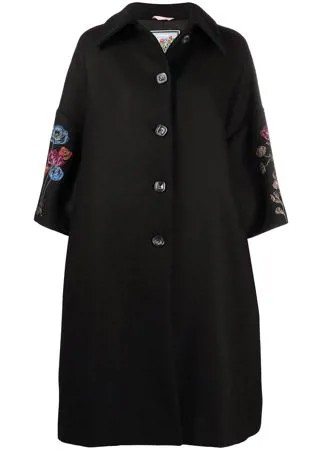 Vivetta однобортное пальто с цветочной вышивкой