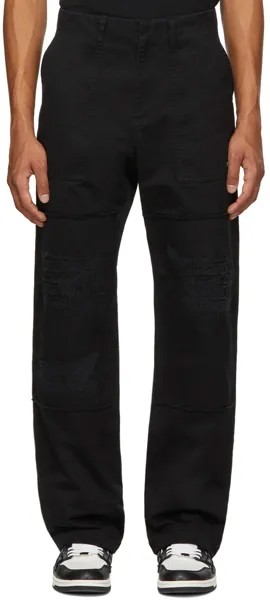 Черные рваные брюки из твила Marcelo Burlon County of Milan