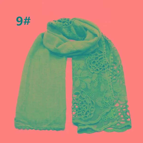 Роскошная модная одежда из вискозы, однотонный цветочный кружевной Элегантный женский шарф/шарфы, мусульманские платки, хиджаб, бандана, Па...