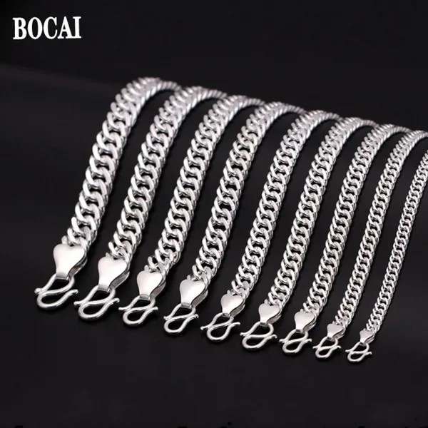 Ювелирные изделия из чистого серебра BOCAI S990, модная цепочка-гонщик, модные браслеты ручной работы для мужчин и женщин