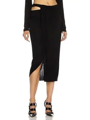 HELMUT LANG Женская черная коктейльная юбка полумиди с эластичным поясом 8
