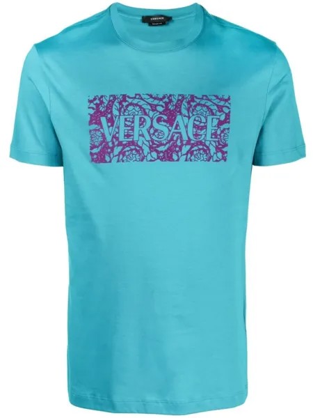 Versace футболка с логотипом, синий