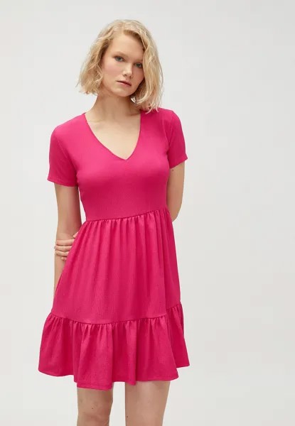 Летнее платье Koton, розовый неон