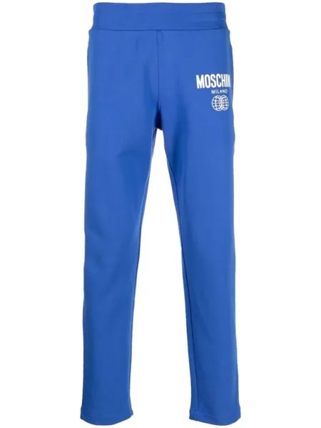 Moschino спортивные брюки из органического хлопка с логотипом, синий