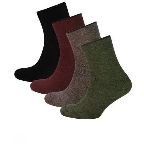Носки STATUS, 4 пары, размер 23-25, хаки, черный, бордовый, коричневый