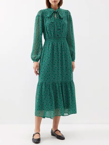 Платье миди francesca с принтом из жоржета Cefinn, зеленый