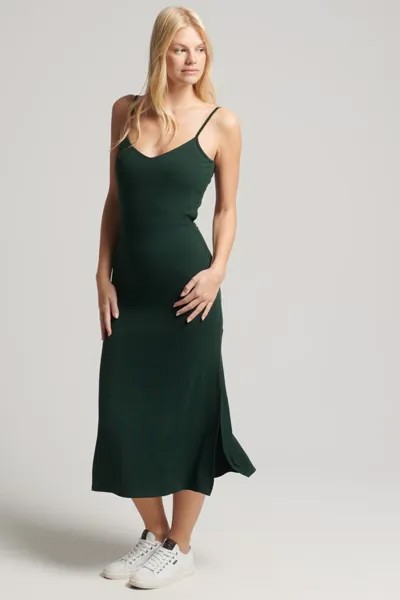 Зеленое трикотажное платье с открытой спиной Superdry, зеленый