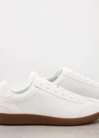 Белые кроссовки из искусственной замши на шнуровке и резиновой подошве ASOS DESIGN-Белый