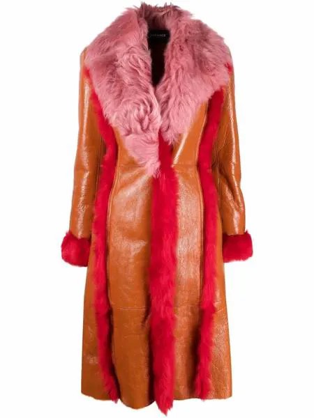 Versace пальто с меховой отделкой