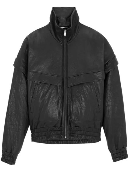 Saint Laurent кожаный бомбер, черный