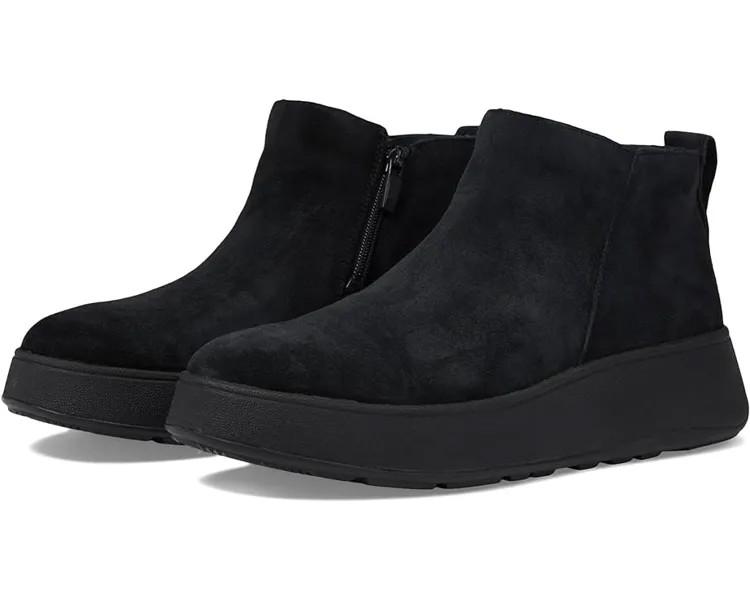 Ботинки FitFlop F-Mode Suede Flatform Zip Ankle Boots, цвет All Black