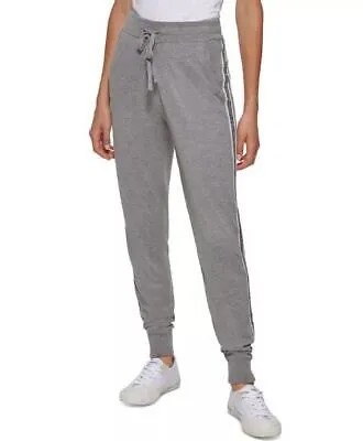 Женские брюки-джоггеры с металлизированными полосками по бокам Calvin Klein, серые, 1X