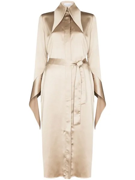 16Arlington атласное платье-рубашка с заостренным воротником