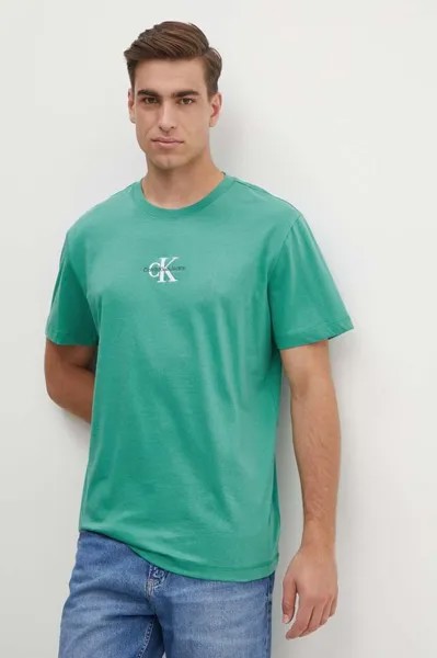 Хлопковая футболка Calvin Klein Jeans, зеленый