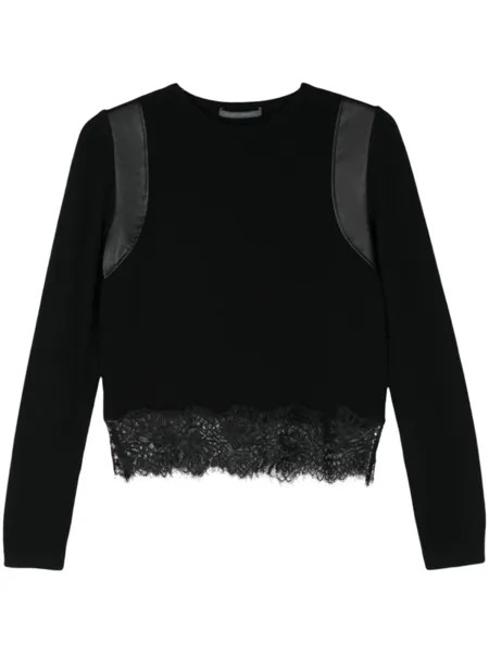 Alberta Ferretti свитер с кружевной отделкой, черный