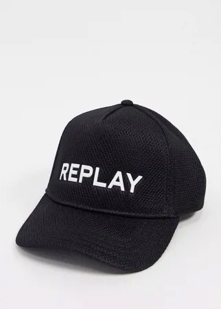 Черная бейсболка с логотипом Replay-Черный цвет