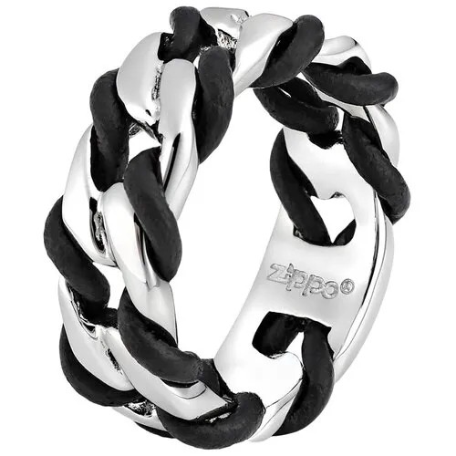 Кольцо плетеное Zippo, размер 21.7, серебряный, черный