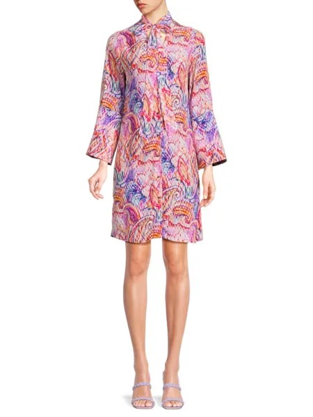 Платье прямого кроя с завязками Brenna Paisley Robert Graham, цвет Pink Multi