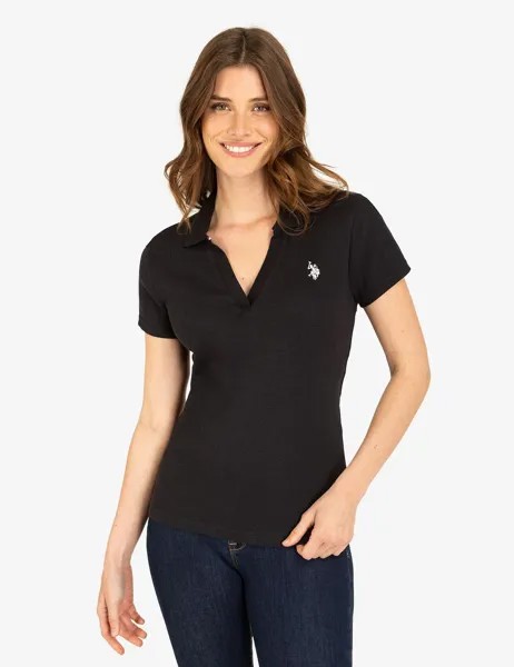 Рубашка-поло U.S. Polo Assn. в ​​рубчик, черный