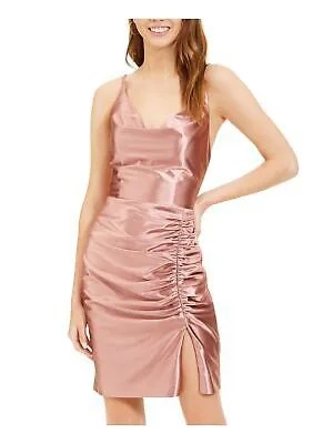 Женское розовое короткое вечернее платье-футляр BLONDIE с рюшами на молнии и воротником-хомутом для юниоров 7