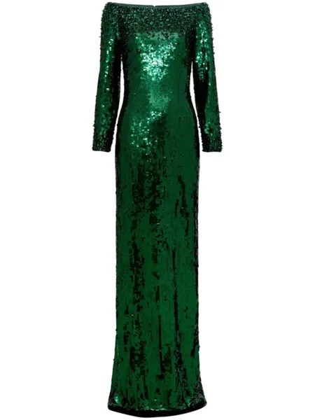 Jenny Packham длинное платье Ballroom Blitz, зеленый