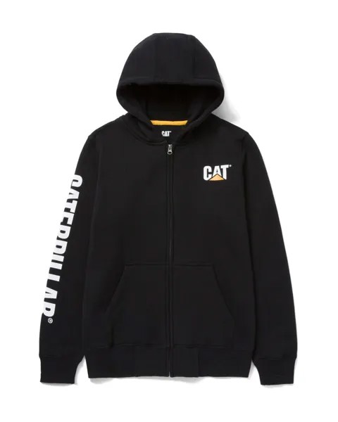 Женская толстовка с капюшоном на молнии с логотипом CAT, черный