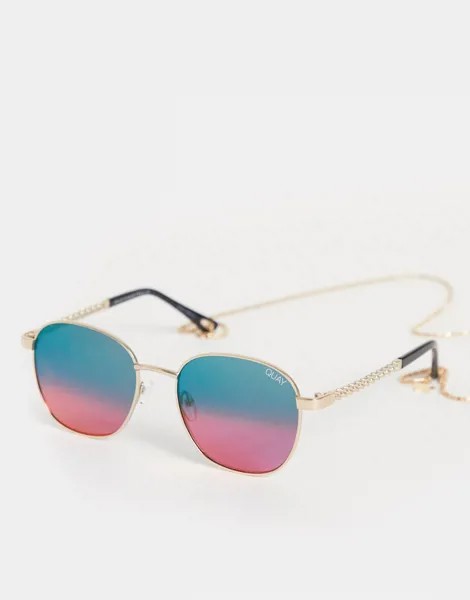 Солнцезащитные очки на цепочке с градиентными стеклами Quay Australia-Многоцветный