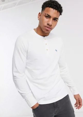 Белый лонгслив с логотипом Abercrombie & Fitch