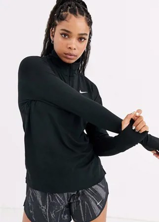 Черный лонгслив с короткой молнией Nike Running element