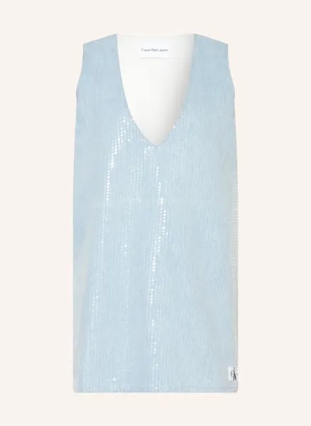 Джинсовое платье с пайетками Calvin Klein Jeans, синий