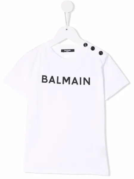 Balmain Kids футболка с логотипом и пуговицами
