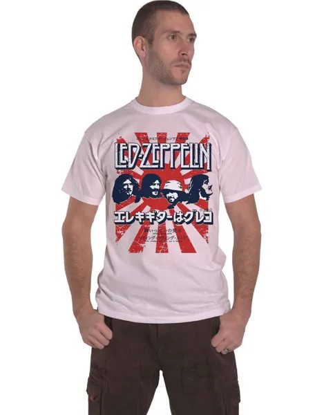 Японская футболка с взрывом Led Zeppelin, белый