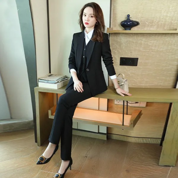 Японский женский костюм, деловая одежда на весну и осень, темпераментная офисная одежда из двух предметов, жакет с длинным рукавом, блейзер, ...