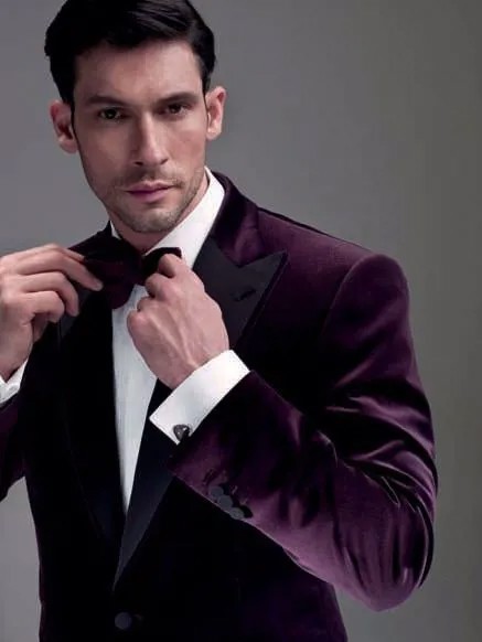 Новейший дизайн пальто и брюк, фиолетовые бархатные мужские свадебные костюмы, облегающий смокинг из 2 предметов, индивидуальный костюм для...
