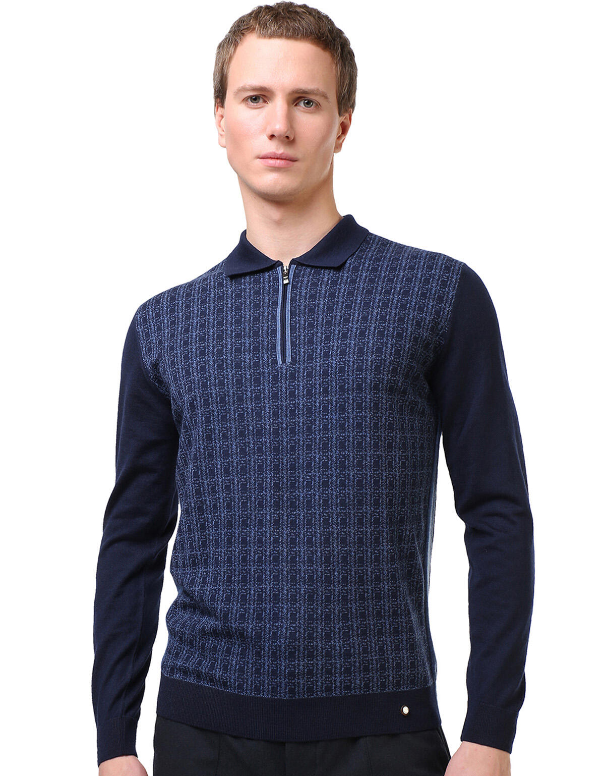 Лонгслив-поло мужской Gratude 150-21 синий 4XL