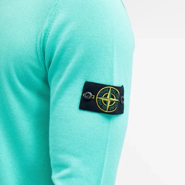 Stone Island Джемпер из мягкого хлопка с круглым вырезом, зеленый