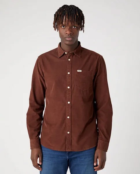 Мужская рубашка классического кроя коричневого цвета Wrangler, коричневый