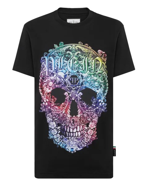 Футболка с круглым вырезом SS Барокко Череп Philipp Plein, цвет Black / Multicolored