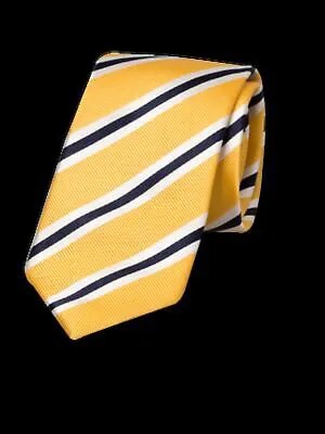 Мужской галстук в желтую полковую полоску с тонким воротником NAUTICA