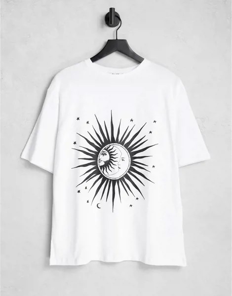 Белая футболка с принтом солнца и луны NA-KD-Белый