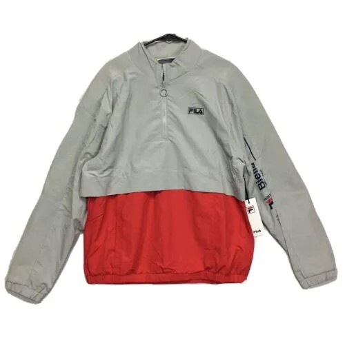 Спортивная куртка с карманом на молнии Fila Gus (мужской размер L) Ветровка Серый Красный