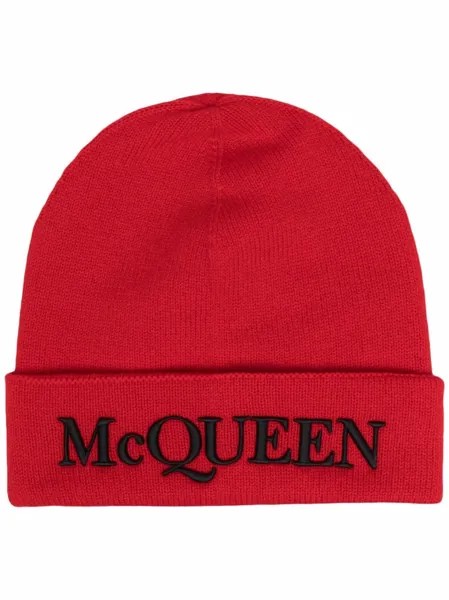 Alexander McQueen шапка бини с вышитым логотипом